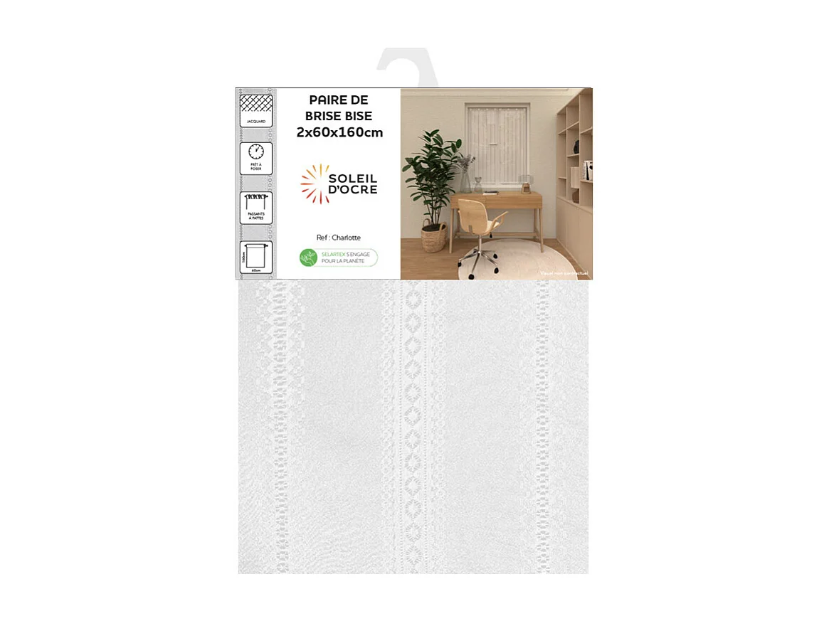Paire brise bise 60x160 cm CHARLOTTE, par Soleil d'Ocre