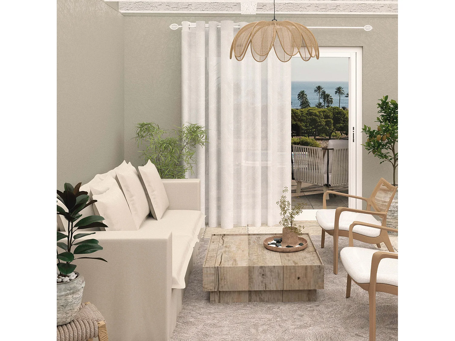 Voilage à oeillets spécial baie vitrée 280x250 cm CELIA blanc, par Soleil d'Ocre