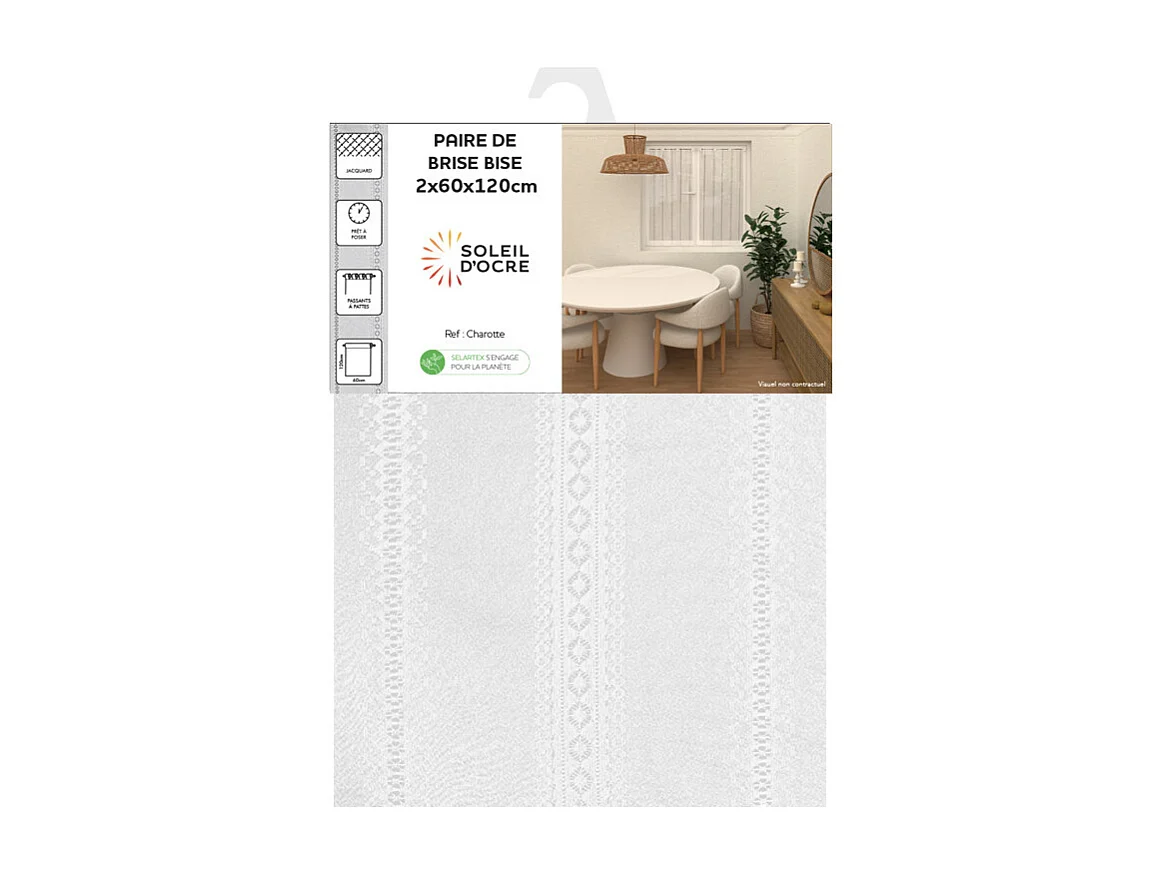 Par de visillos 60x120 cm CHARLOTTE, por Soleil d'Ocre