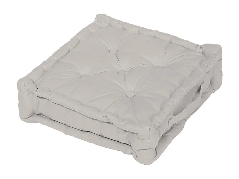 Coussin tapissier en coton 50x50x10 cm PANAMA écru, par Soleil d'Ocre