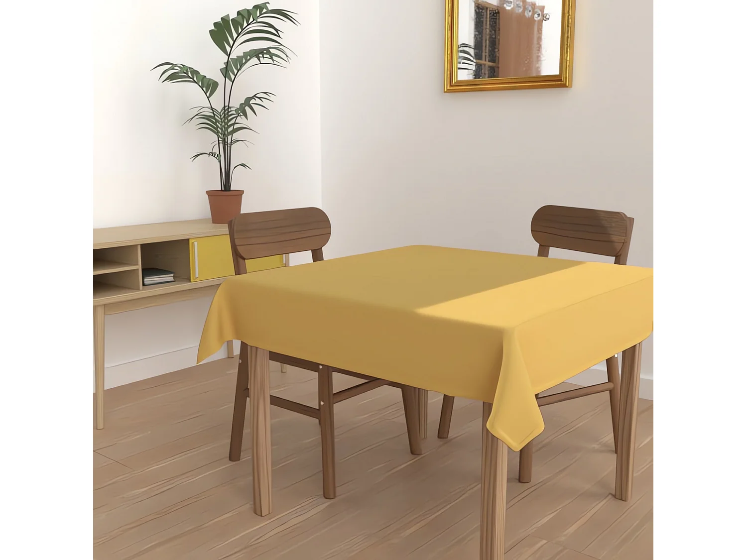 Nappe anti-tâches carrée 180x180 cm ALIX jaune, par Soleil d'Ocre