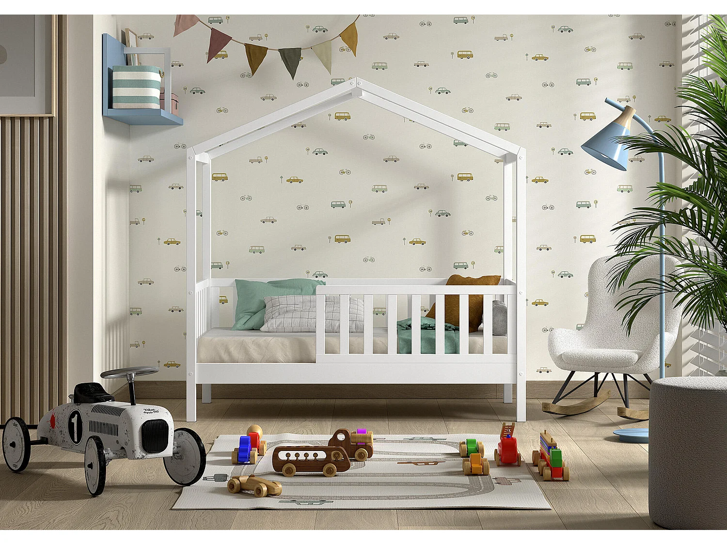 Lit Cabane DALLAS HB015 76x148x151 Blanc