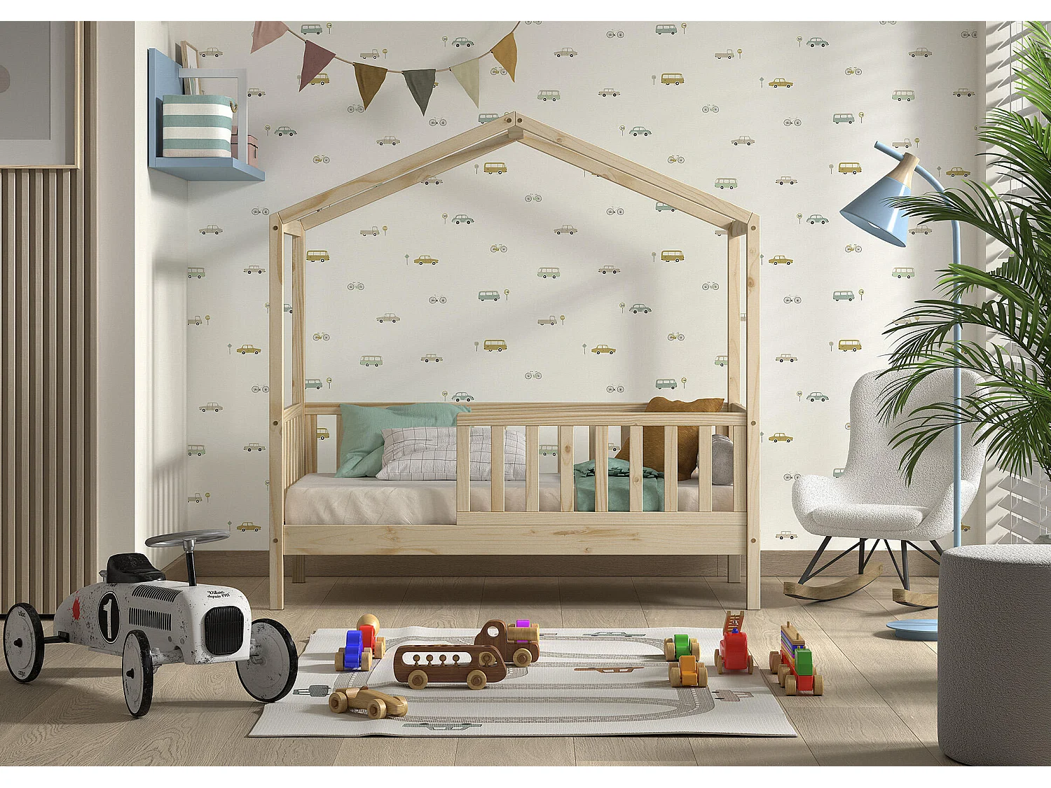 Lit Cabane DALLAS HB015 76x148x151 Clair naturel