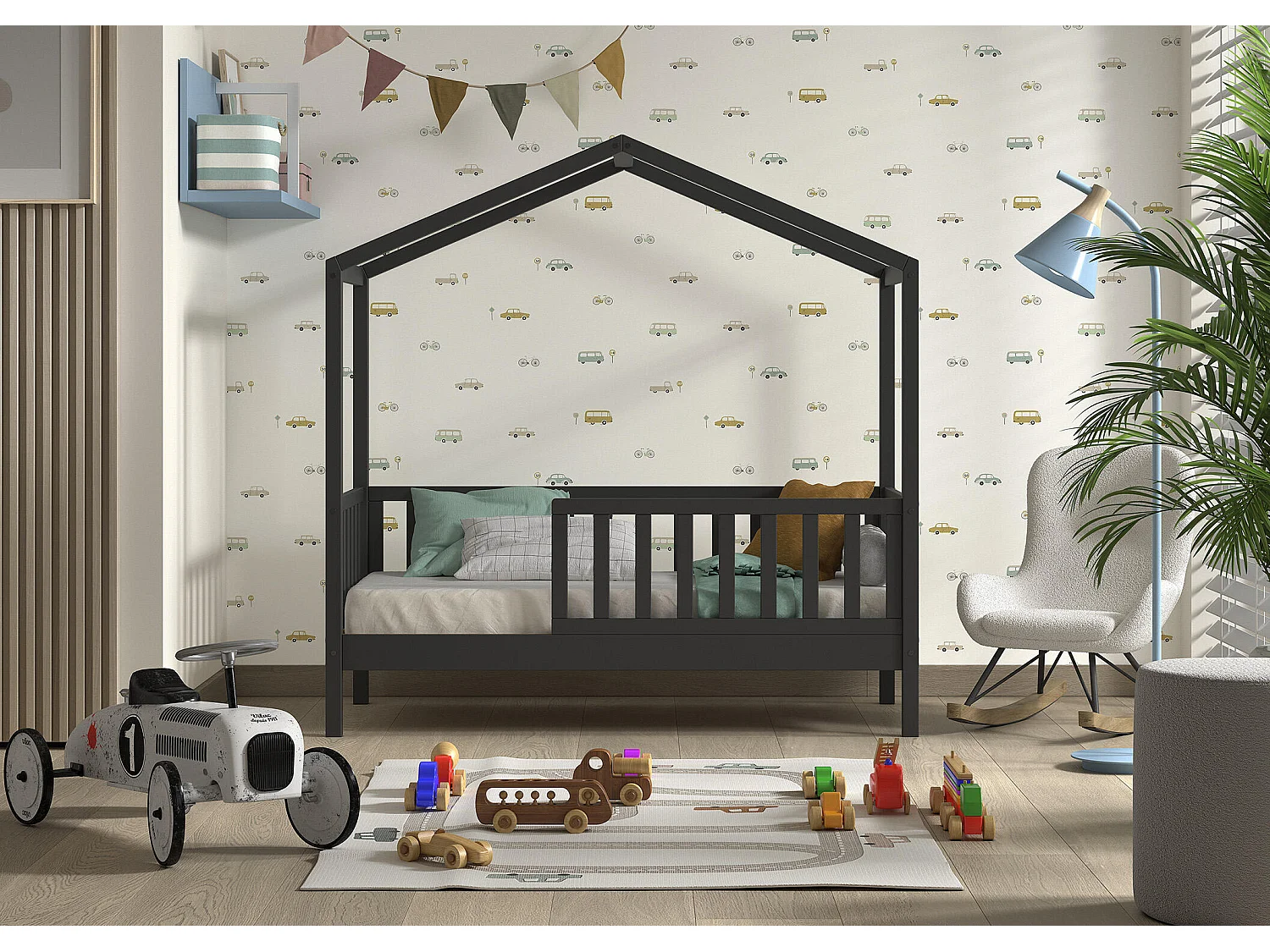 Huisbed DALLAS HB015 76x148x151 Grafiet