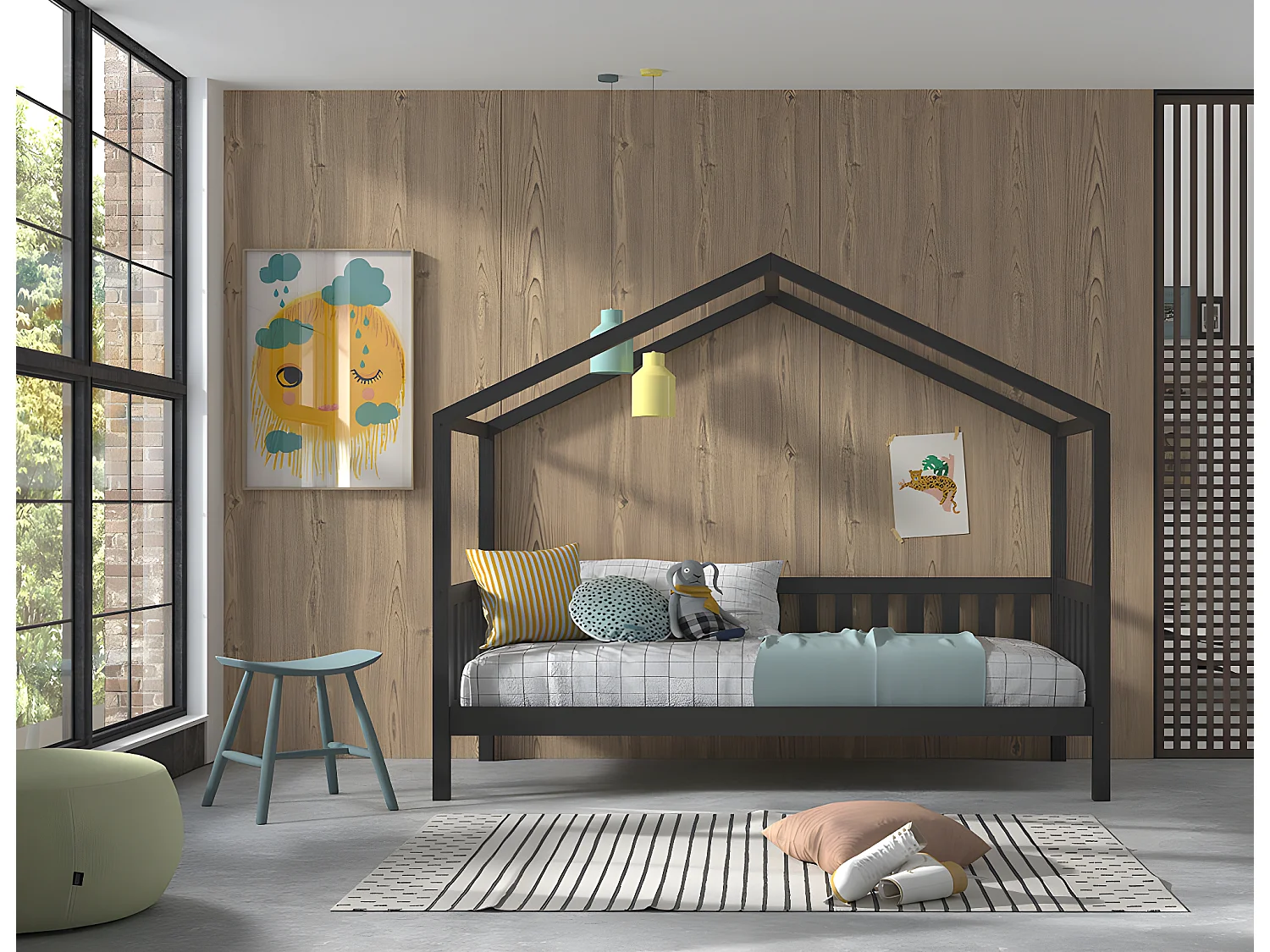 Letto Capanna DALLAS HB005 97x211x170 Grafite