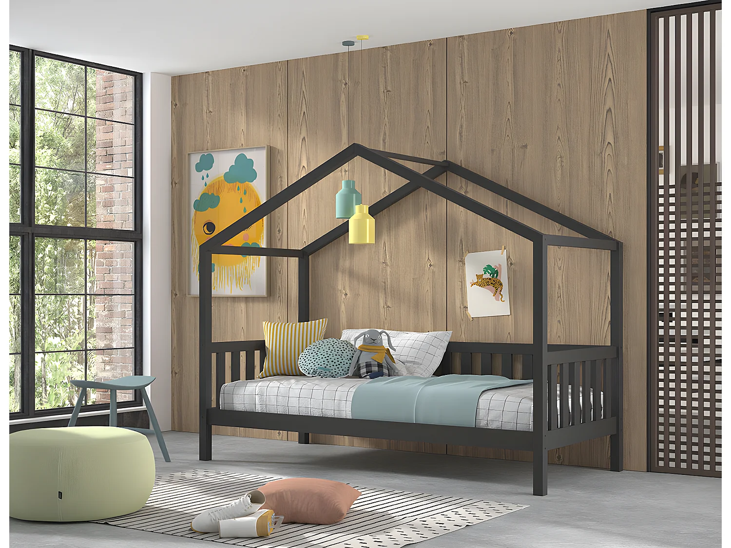 Lit Cabane DALLAS HB005 97x211x170 Graphite