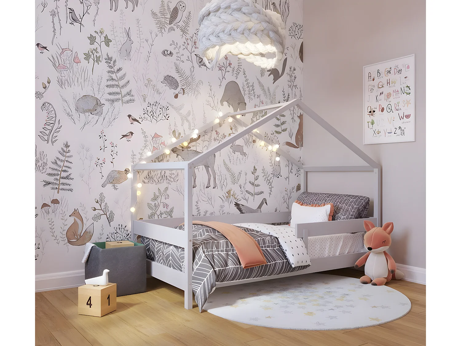 Hausbett HYTTE HB001 89x169x135 Hellgrau