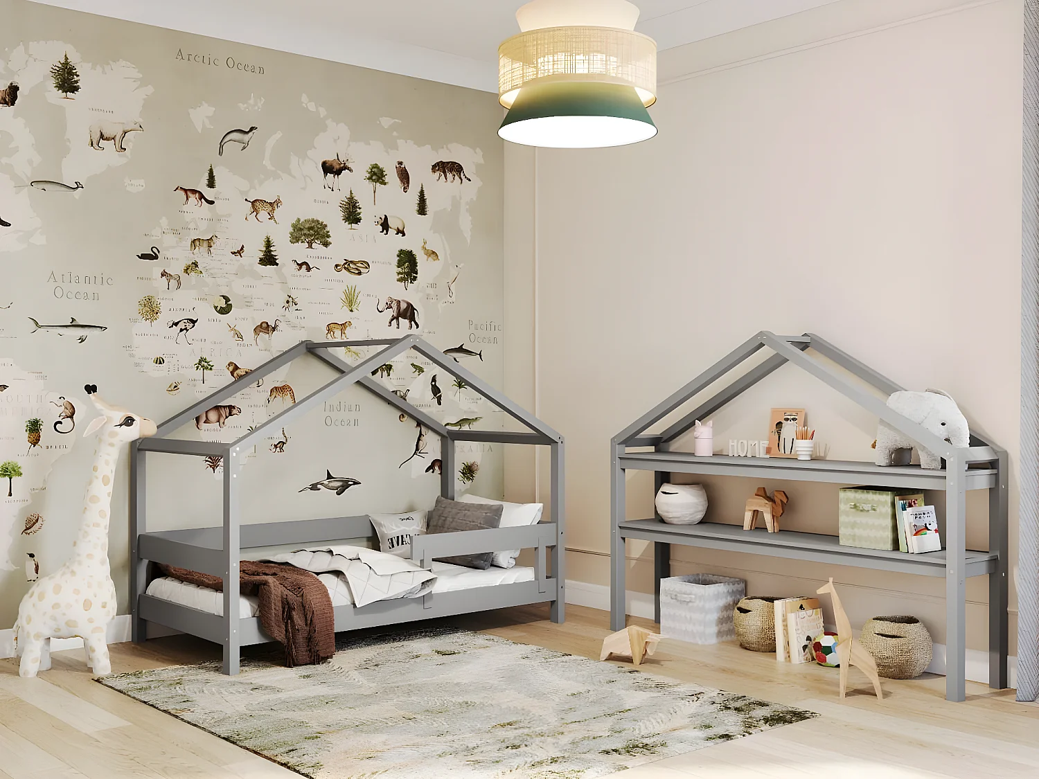 Hausbett HYTTE HB001 89x169x135 Hellgrau