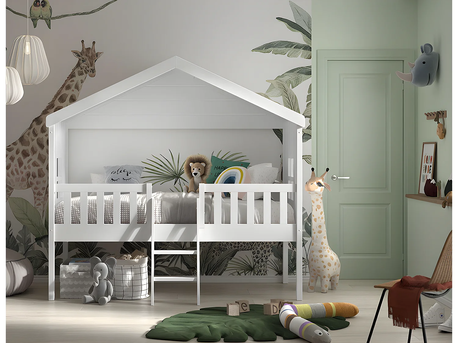 Lit Cabane HOUSEBED HB005 120x213x202 Blanc