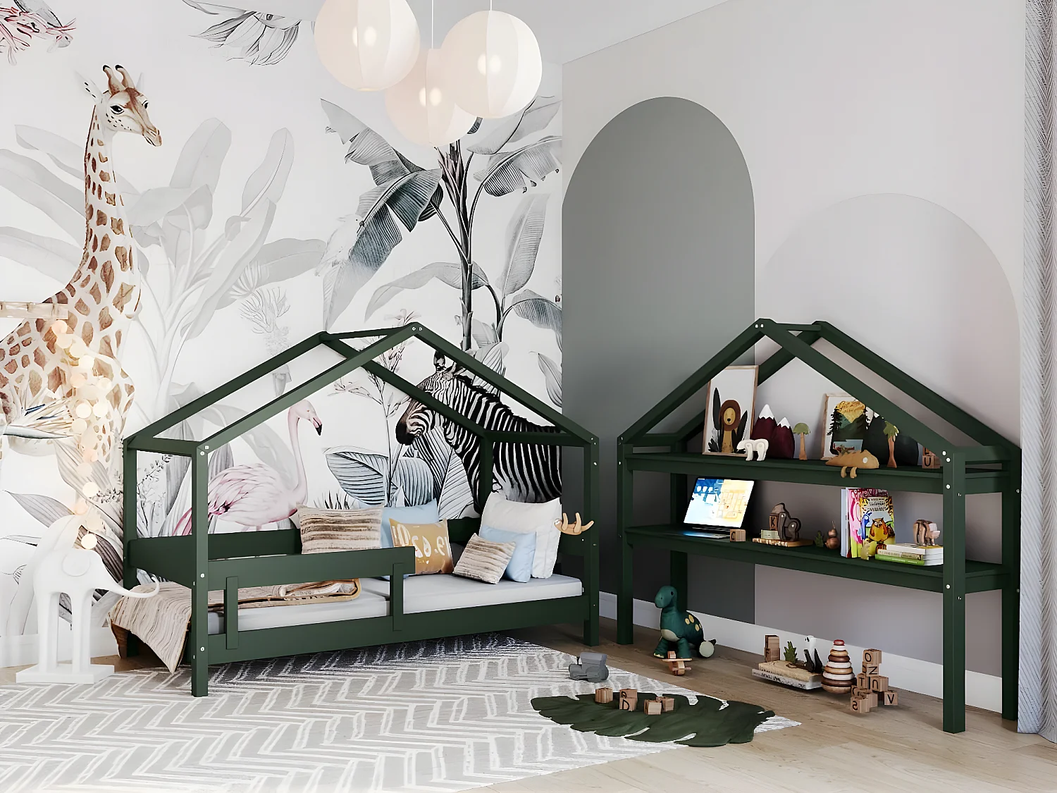 Cama Infantil HYTTE HB001 89x169x135 Verde
