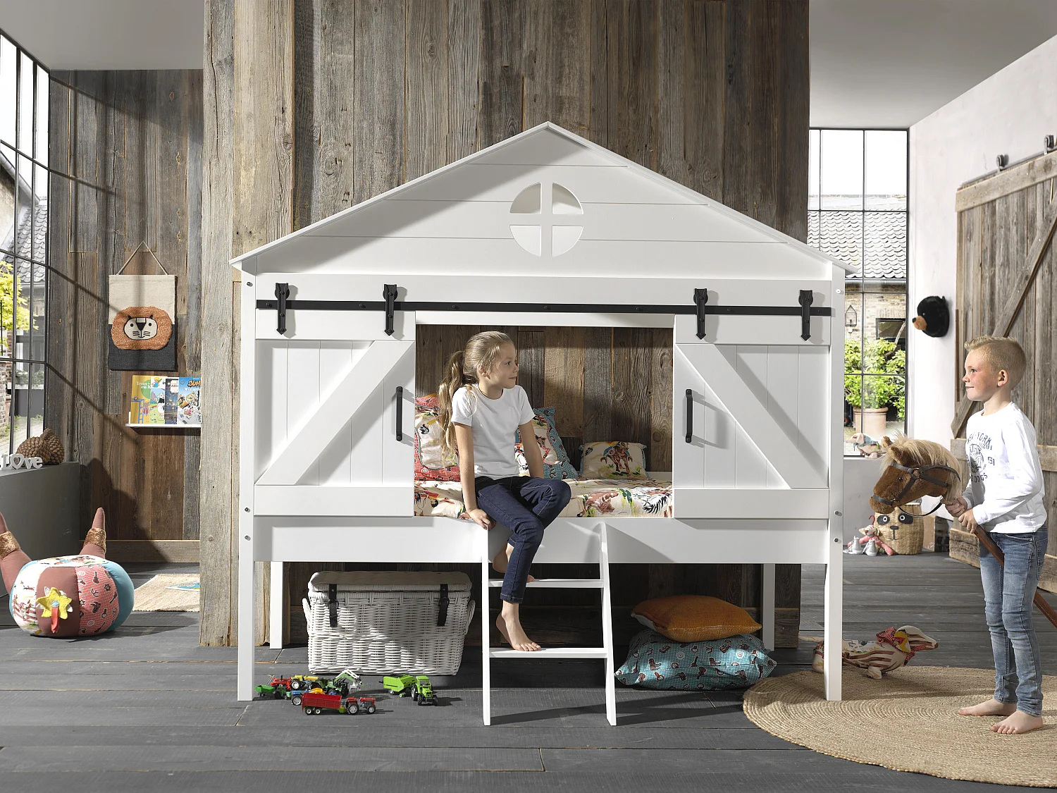 Estrutura cama infantil BARNIE HB005 90x200 cm Branco