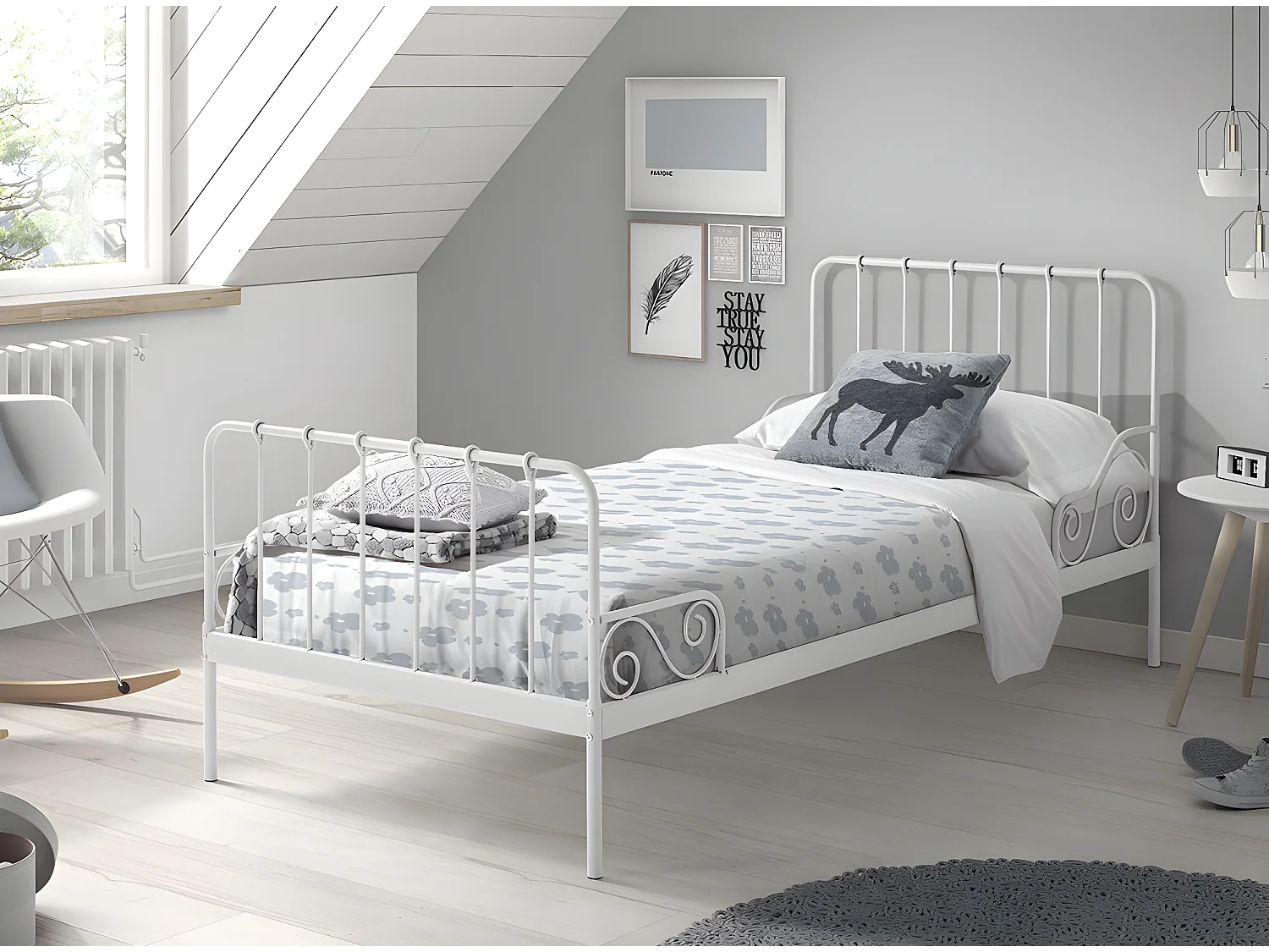 Kinderbett ALICE KSB005 91x208x94 Weiß