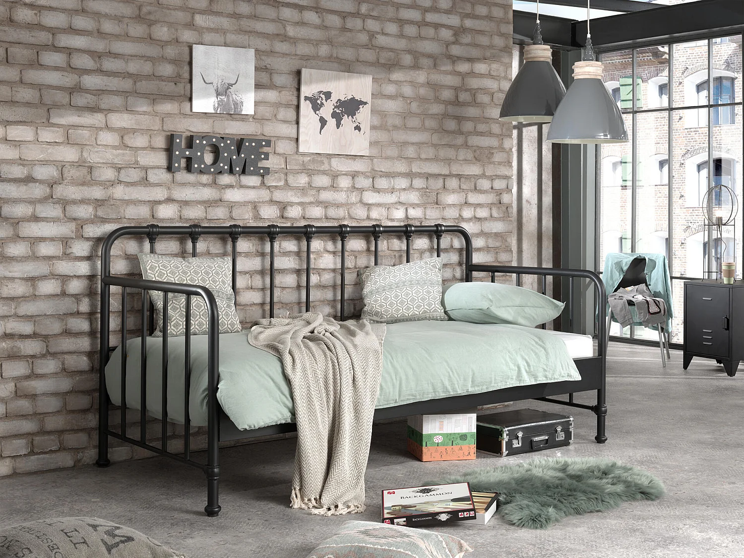 Bed BRONXX KSB005 99x208x106 Zwart