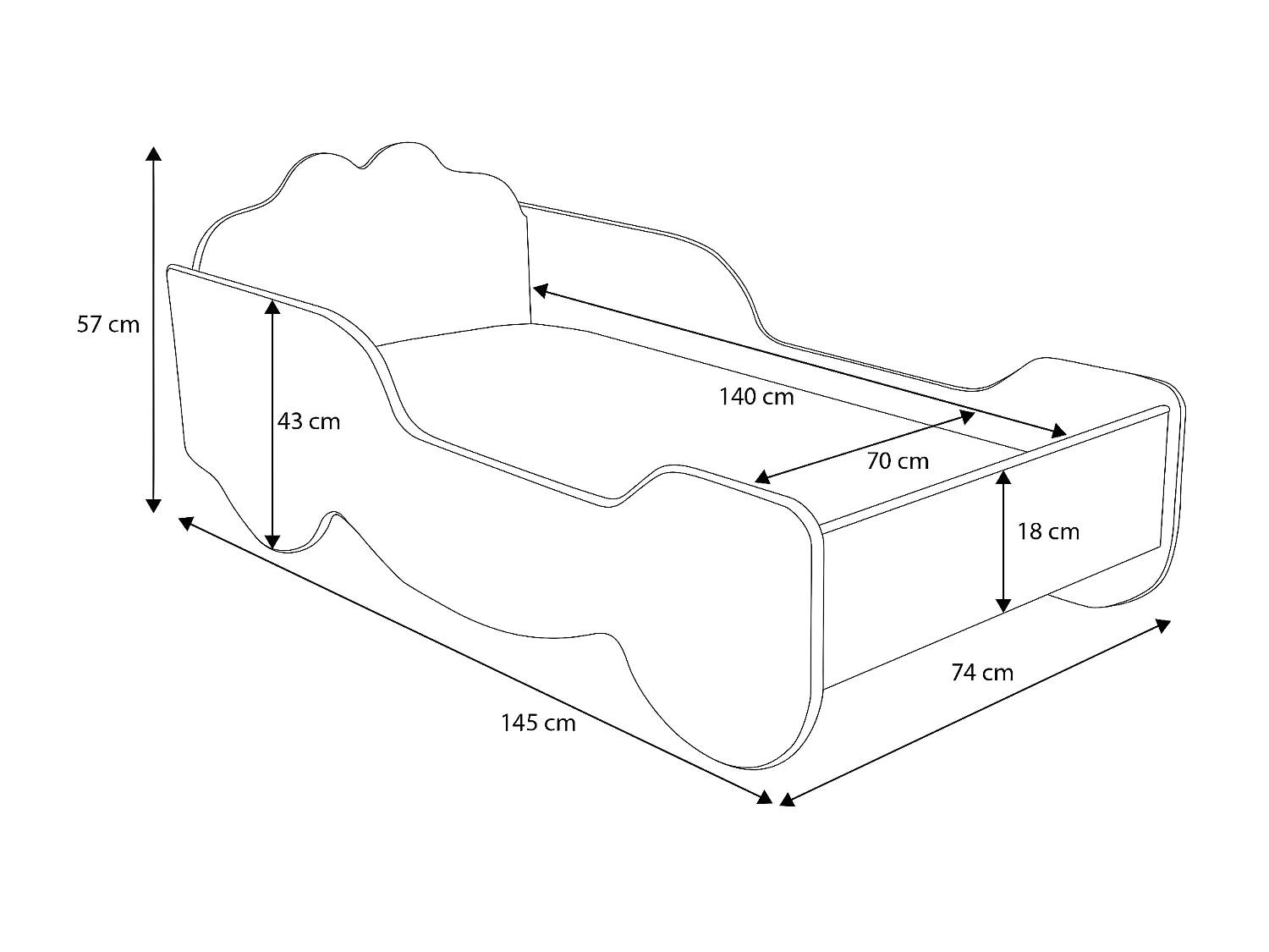 Bed KARETA KSB015 74x153x44 Roze