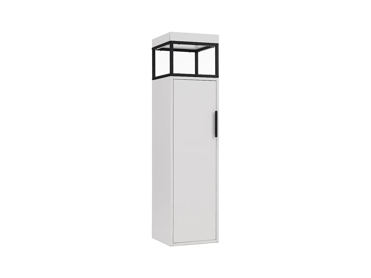 Coluna suspensa para banheiro com uma porta e compartimento - 30 x 30 x 120 cm - Madeira MDF - branco + preto