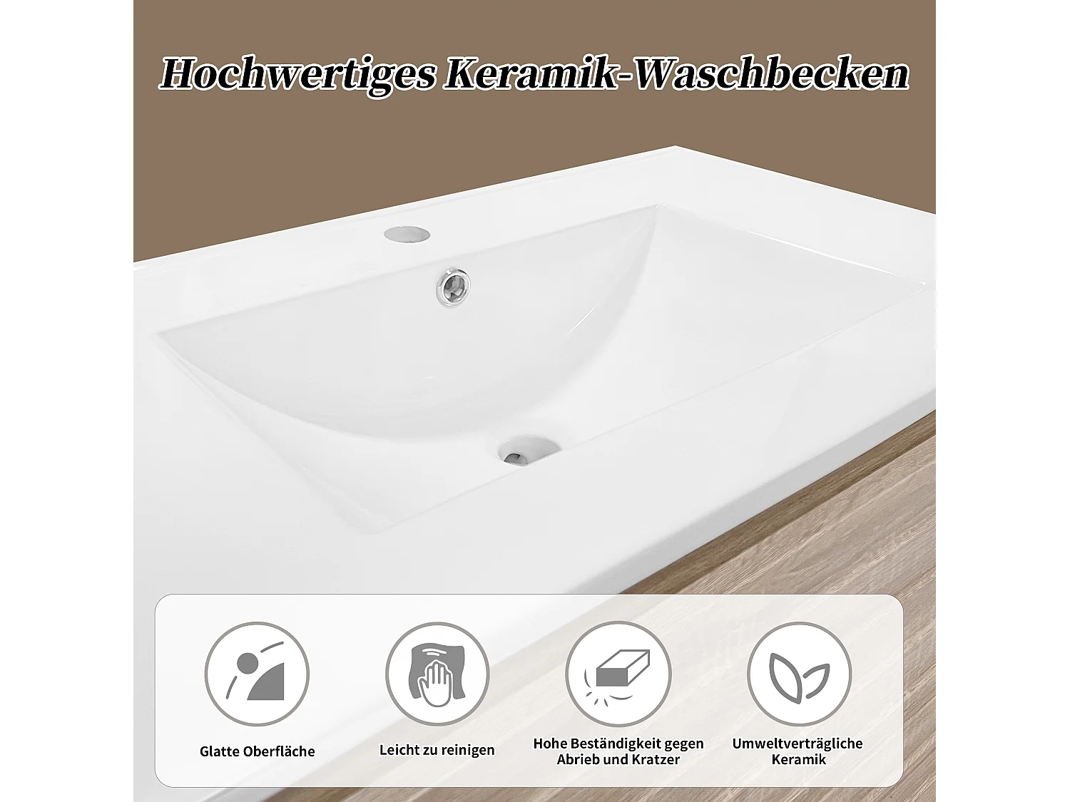 Wandwastafelmeubel met één deur en één lade - enkele waskom - 76 x 47 x 47 cm - MDF-hout - licht naturel