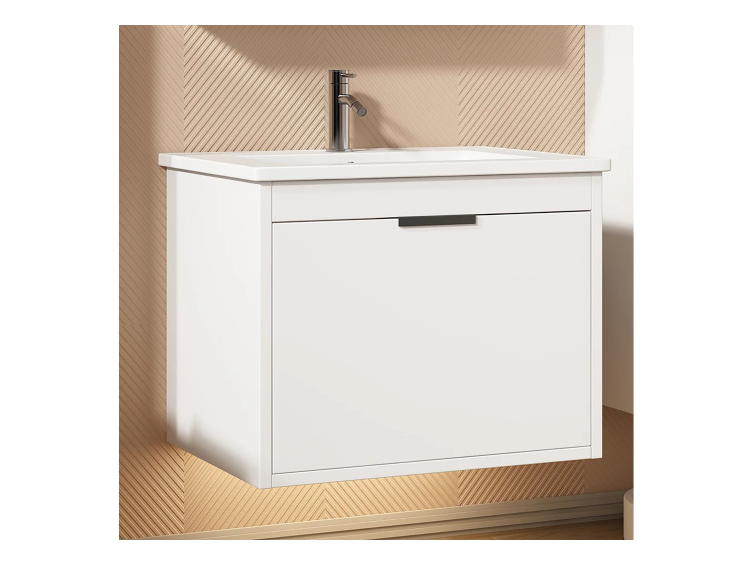 Wandwastafelmeubel met grote lade - inbouwwastafel - 59 x 46,5 x 47 cm - MDF-hout - wit