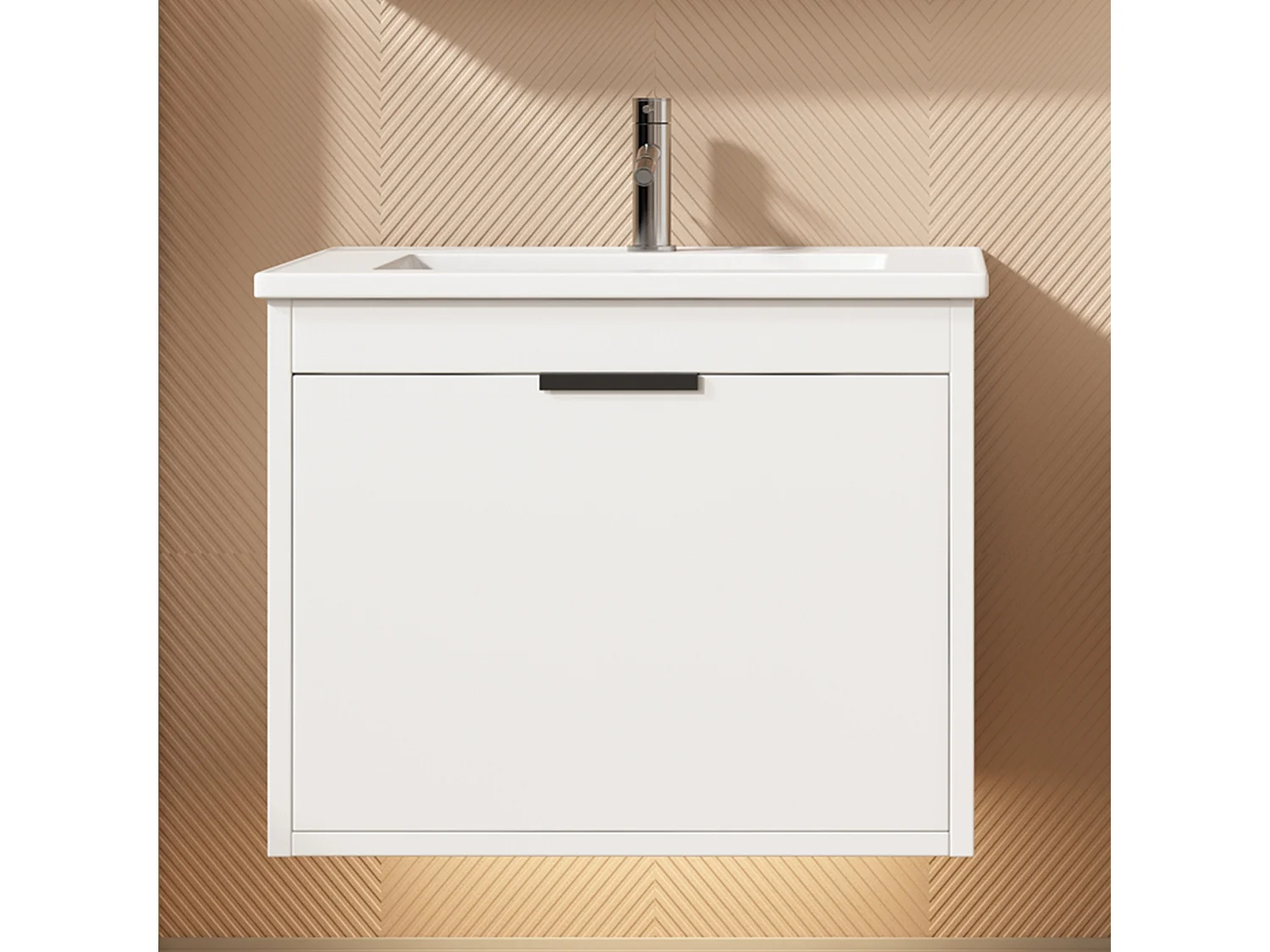 Wandwastafelmeubel met grote lade - inbouwwastafel - 59 x 46,5 x 47 cm - MDF-hout - wit