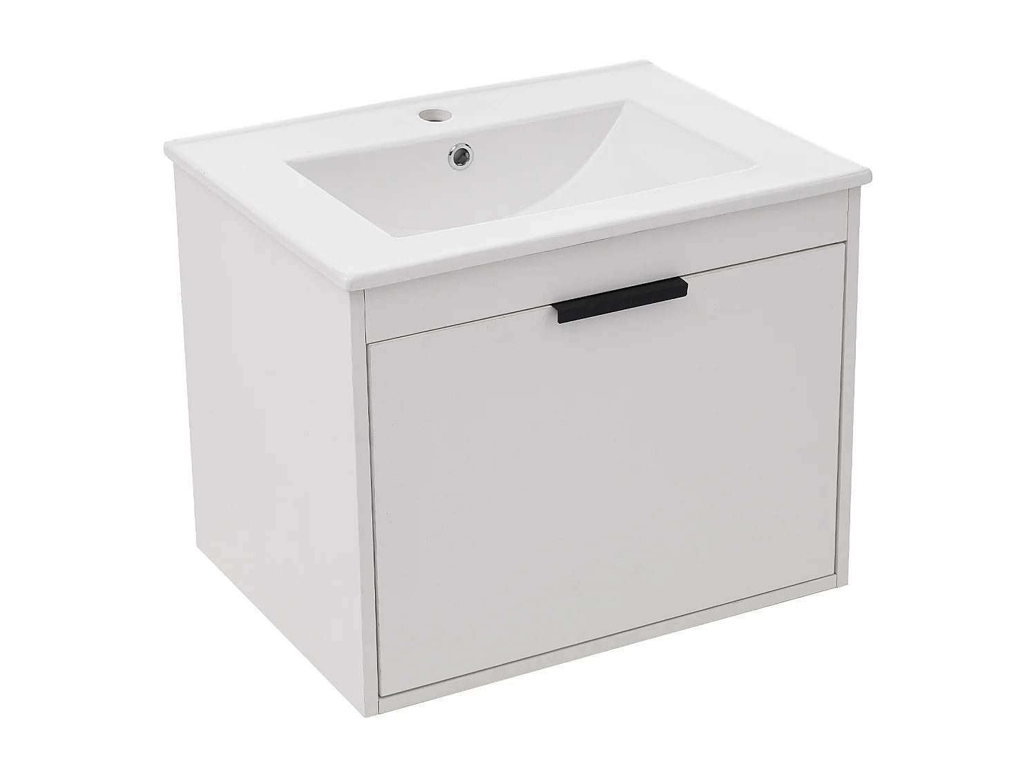 Wandwastafelmeubel met grote lade - inbouwwastafel - 59 x 46,5 x 47 cm - MDF-hout - wit