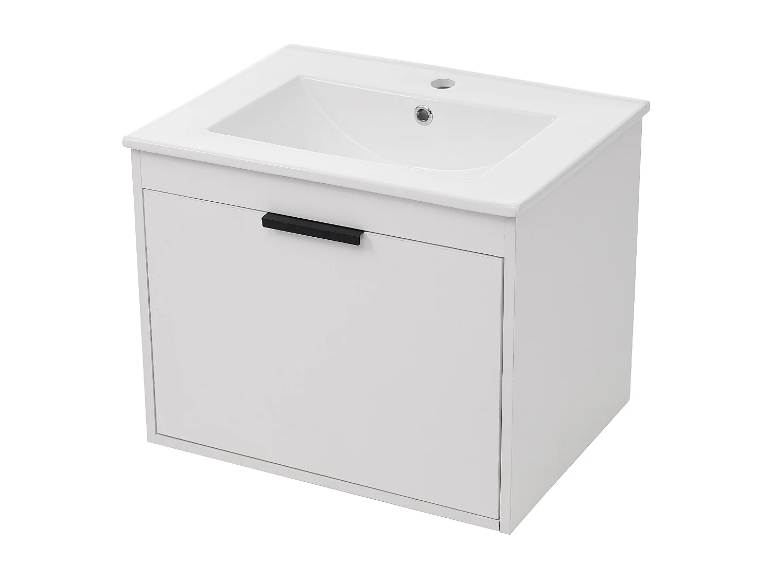 Wandwastafelmeubel met grote lade - inbouwwastafel - 59 x 46,5 x 47 cm - MDF-hout - wit