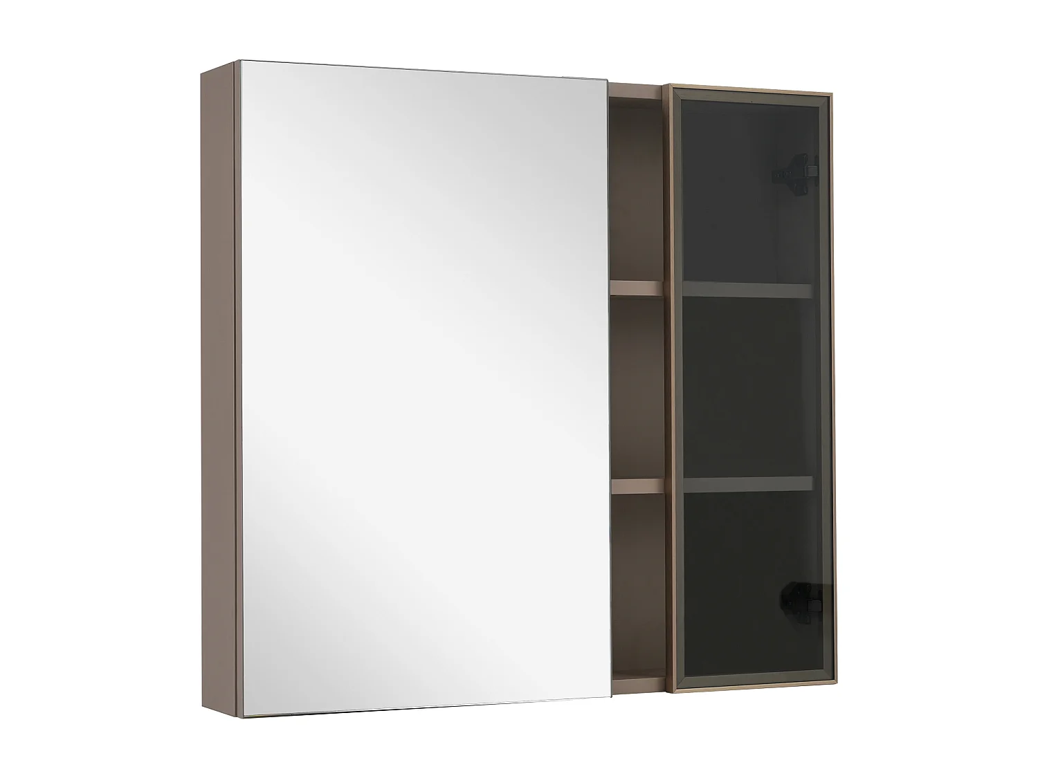 Mueble de baño con espejo y estantes - 80 x 12 x 75 cm - Madera MDF - marrón