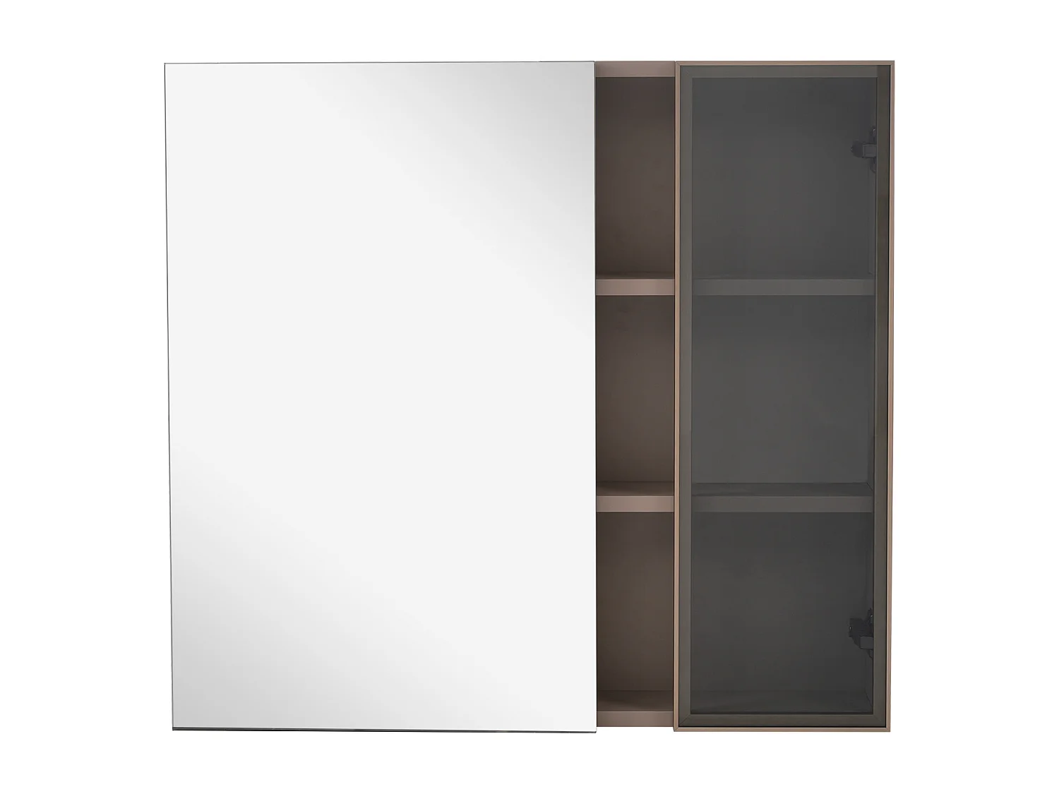 Mueble de baño con espejo y estantes - 80 x 12 x 75 cm - Madera MDF - marrón