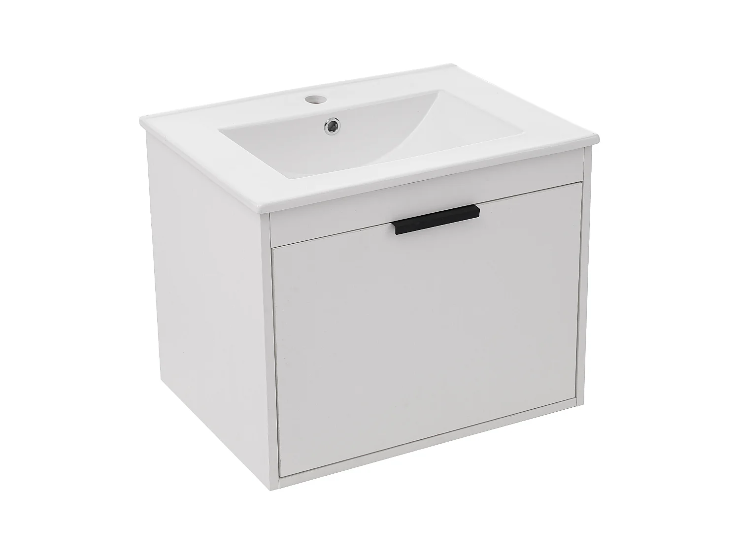 Ensemble Armoire à miroir et Meuble lave-main suspendu avec un tiroir - lavabo encastré - largeur 60 cm - bois MDF - blanc