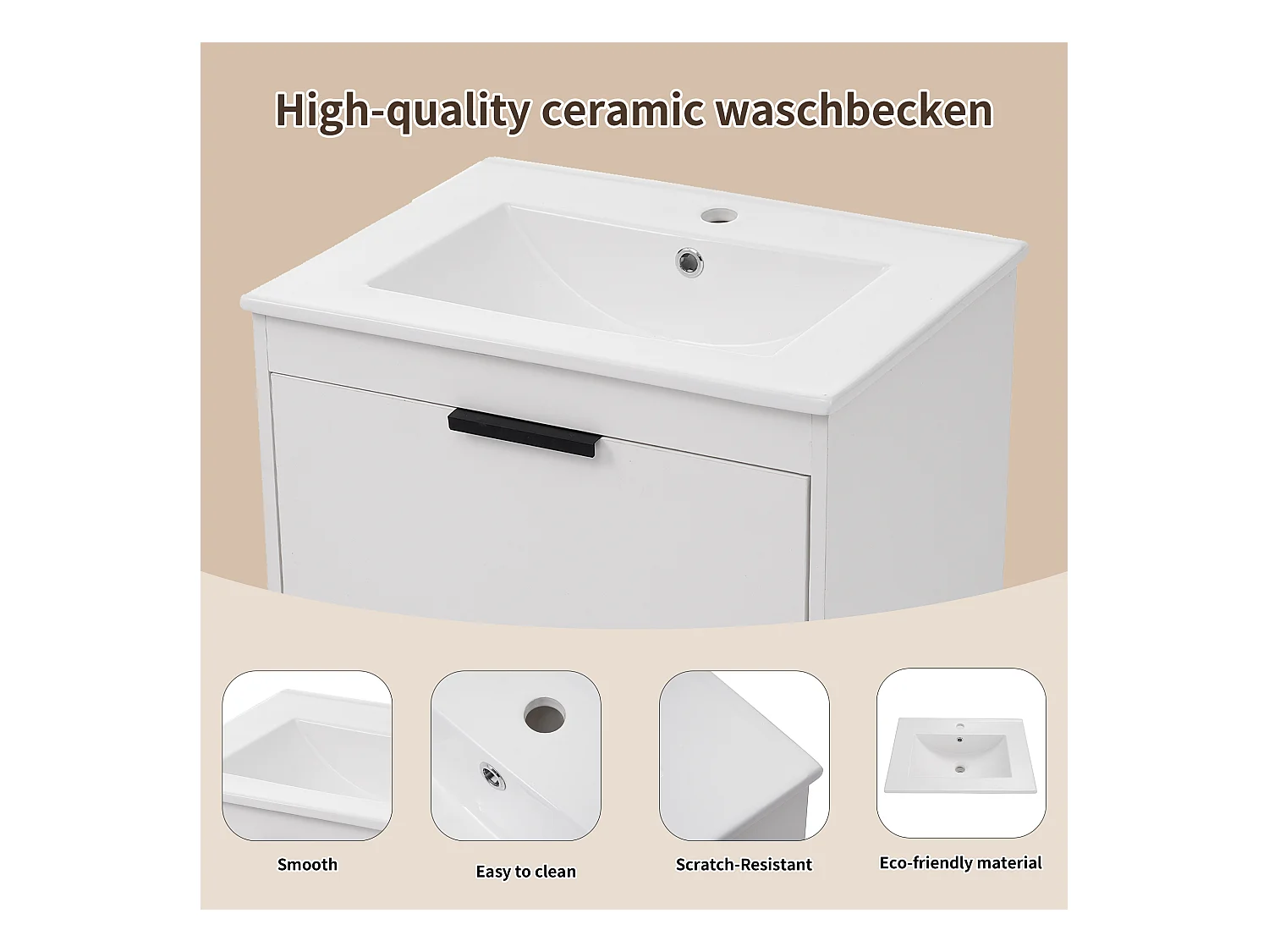 Ensemble Armoire à miroir et Meuble lave-main suspendu avec un tiroir - lavabo encastré - largeur 60 cm - bois MDF - blanc