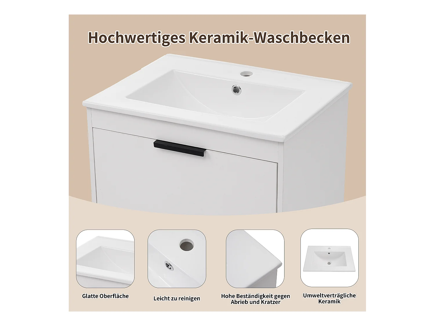 Ensemble Armoire à miroir et Meuble lave-main suspendu avec un tiroir - lavabo encastré - largeur 60 cm - bois MDF - blanc