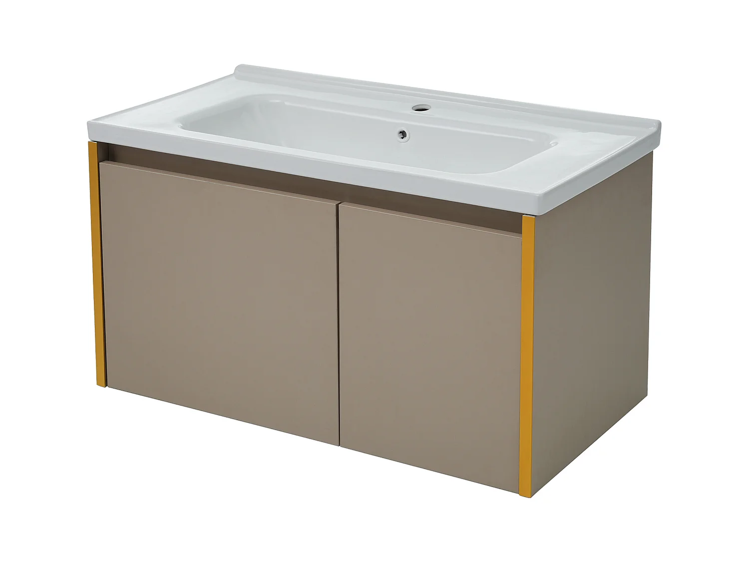Wandwastafelmeubel met 2 deuren - inbouwwastafel - 90 x 47 x 48 cm - MDF-hout - bruin