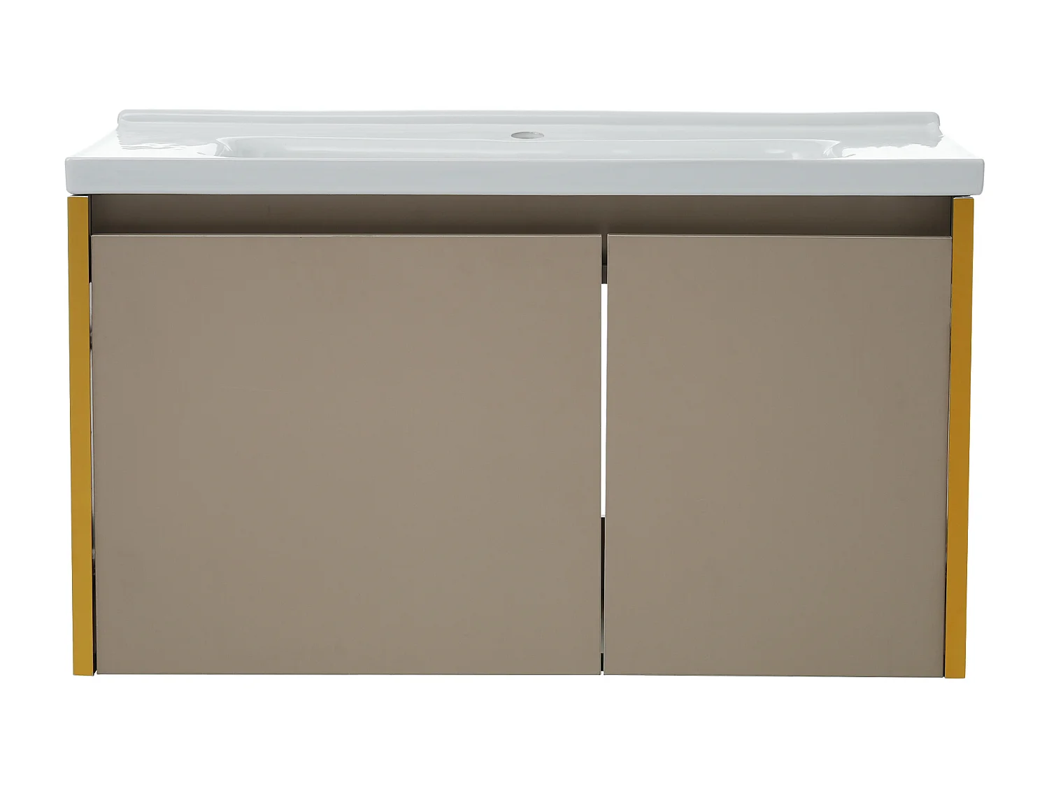 Meuble lave-main suspendu avec 2 portes - lavabo encastré - 90 x 47 x 48 cm - bois MDF - marron