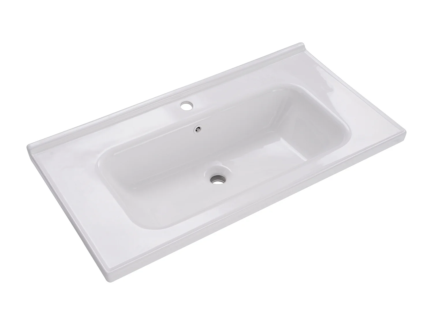 Meuble lave-main suspendu avec 2 portes - lavabo encastré - 90 x 47 x 48 cm - bois MDF - marron