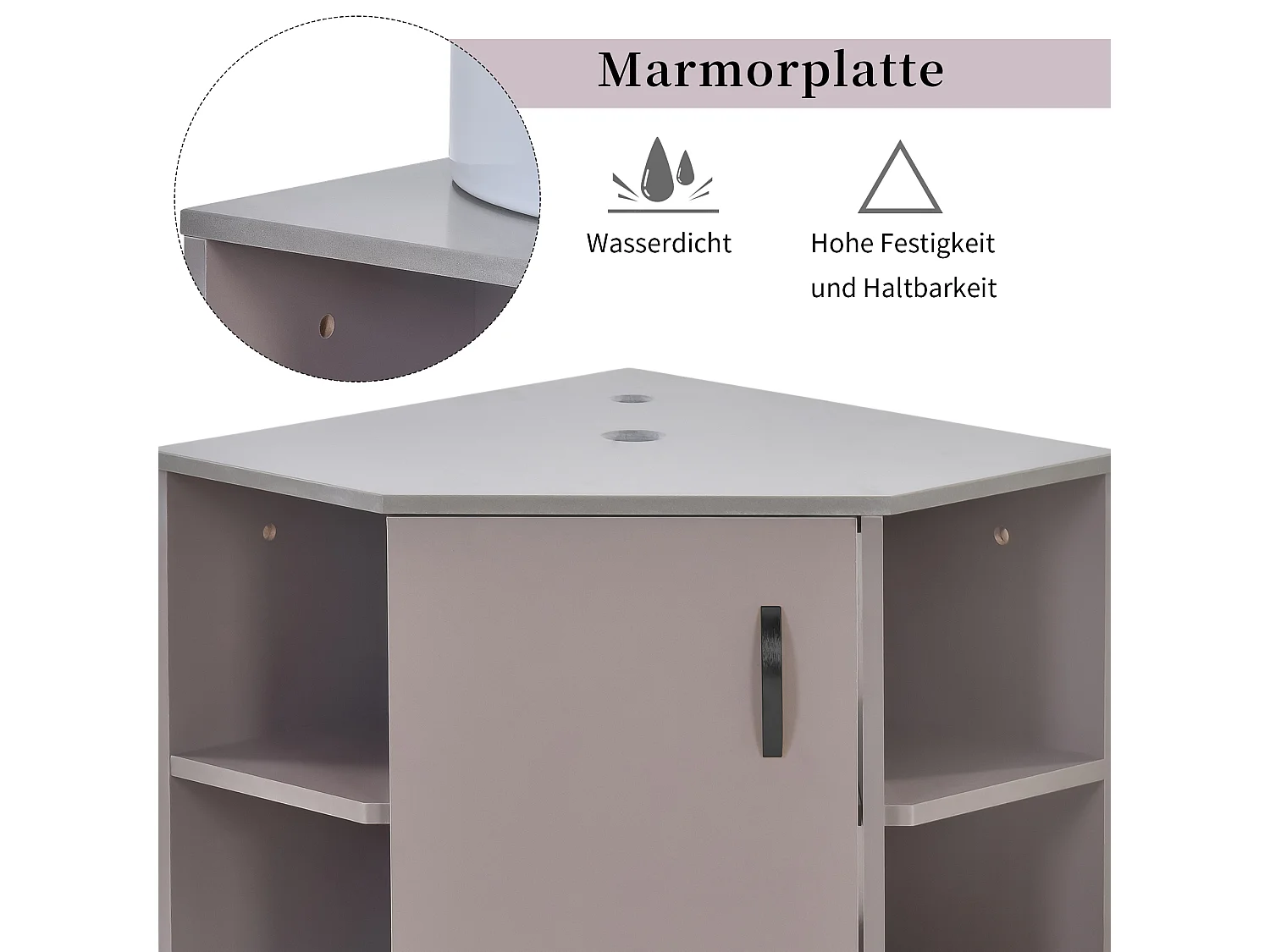 Meuble lave-main suspendu avec étagère de rangement et une porte - lavabo encastré - 50 x 50 x 47 cm - bois MDF - violet