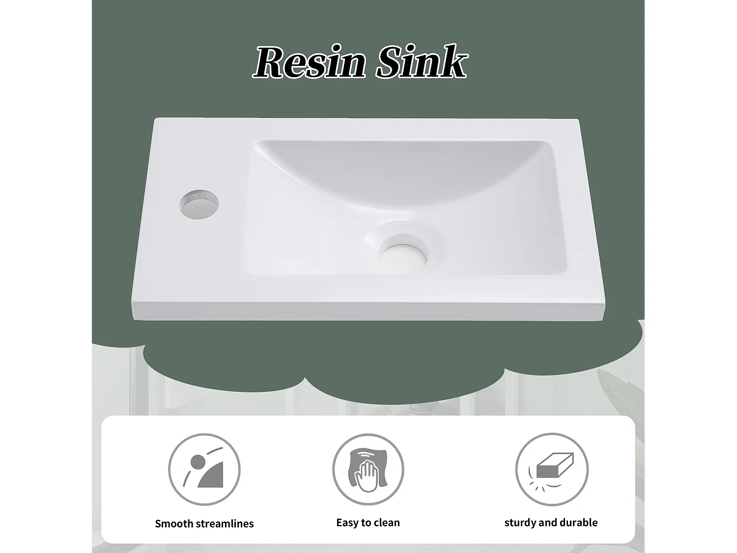 Meuble lave-main suspendu avec niche - lavabo encastré - 40 x 21 x 50 cm - bois MDF - vert