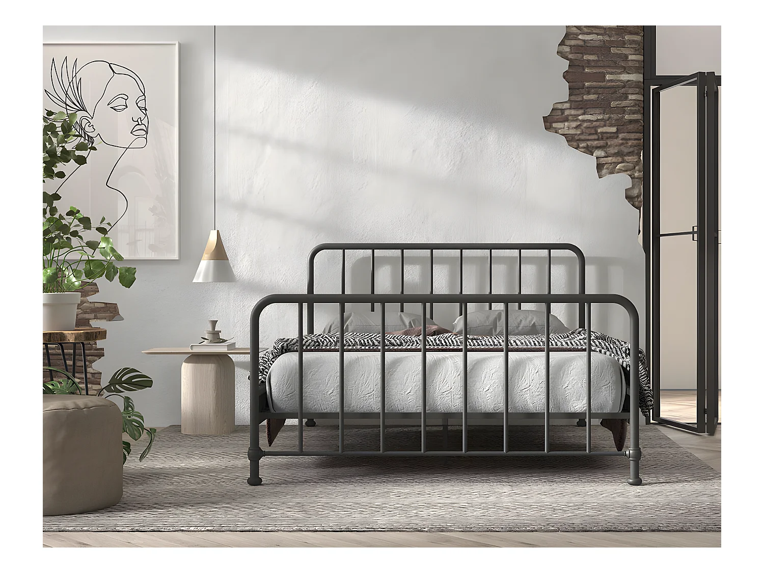 Cadre de lit BRONXX BF010 160x200 cm Noir