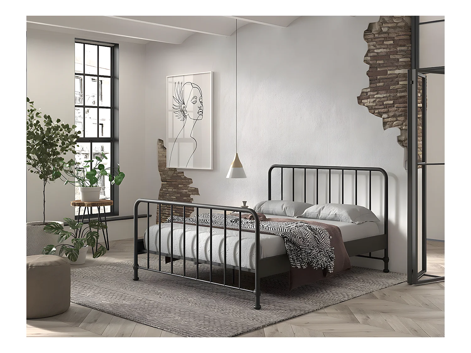 Cadre de lit BRONXX BF010 160x200 cm Noir