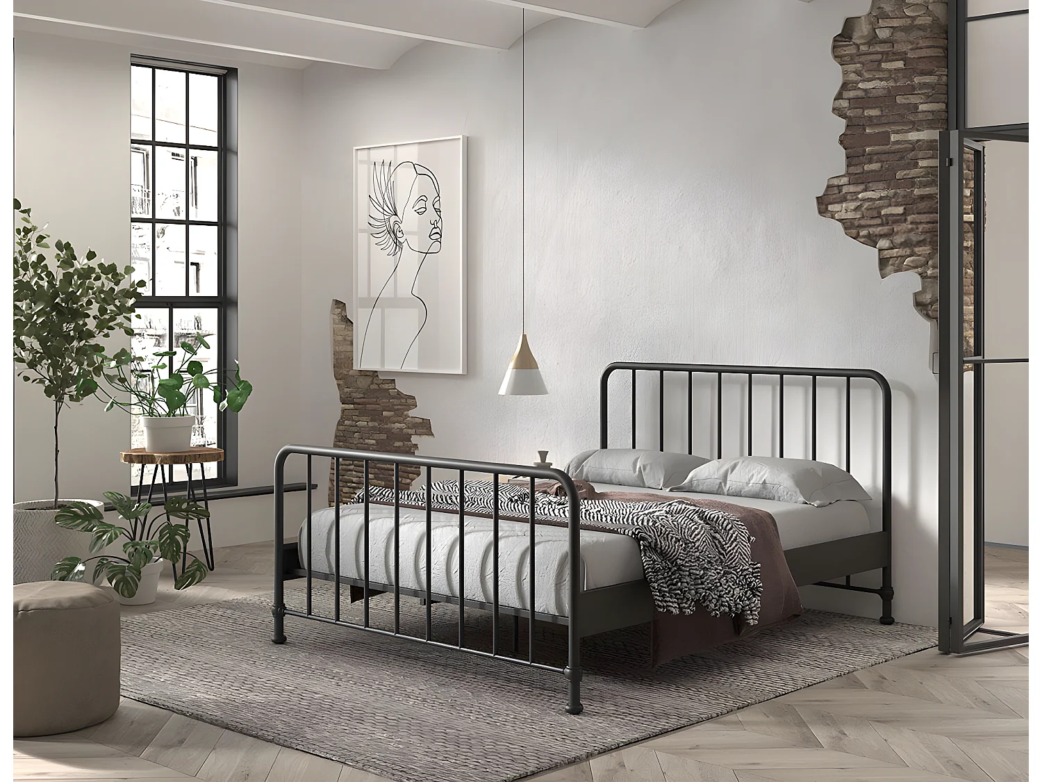 Cadre de lit BRONXX BF010 160x200 cm Noir