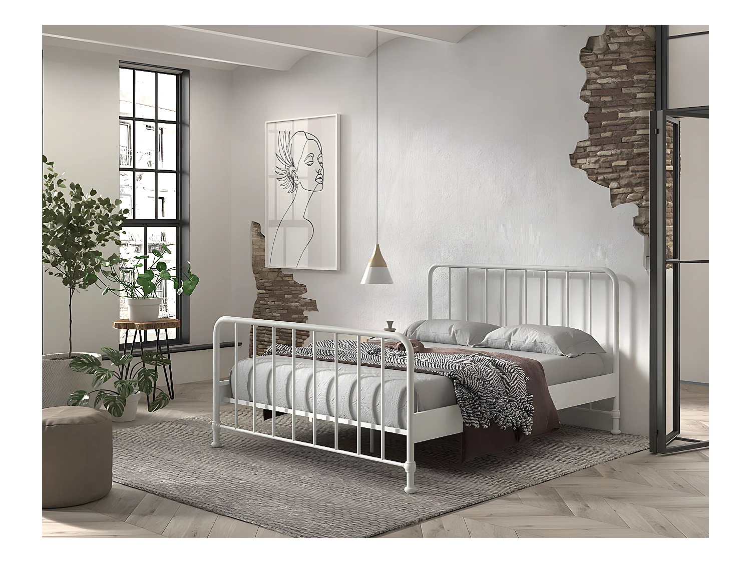 Cadre de lit BRONXX BF010 160x200 cm Blanc