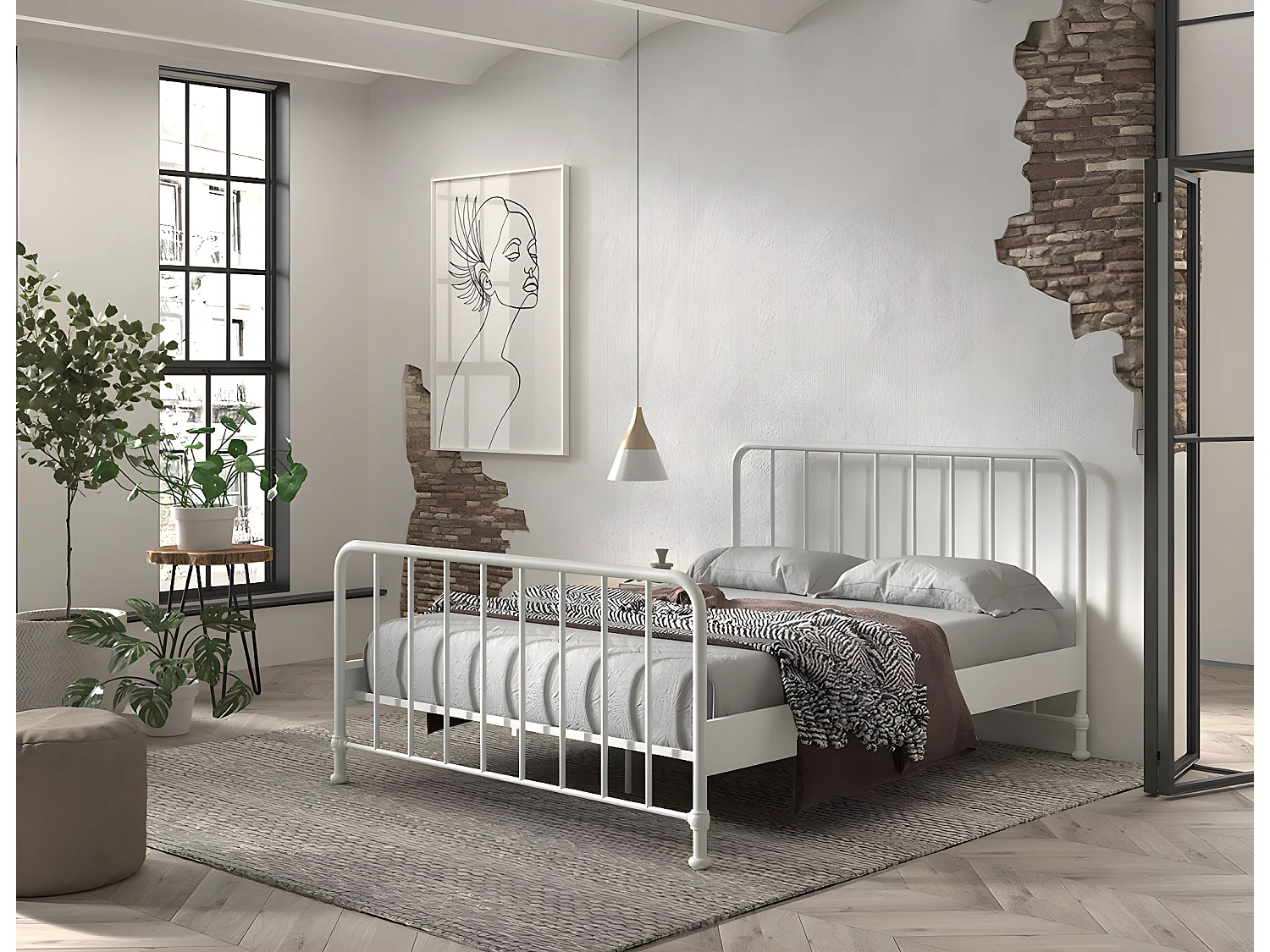 Cadre de lit BRONXX BF010 160x200 cm Blanc