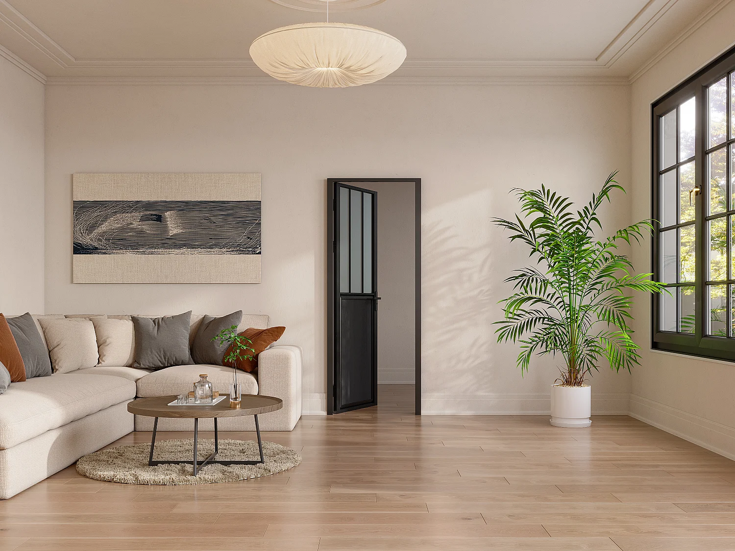 Bloc porte réversible en aluminium et verre trempé dépoli style atelier - H204 x L83 cm - Noir - ERMELO