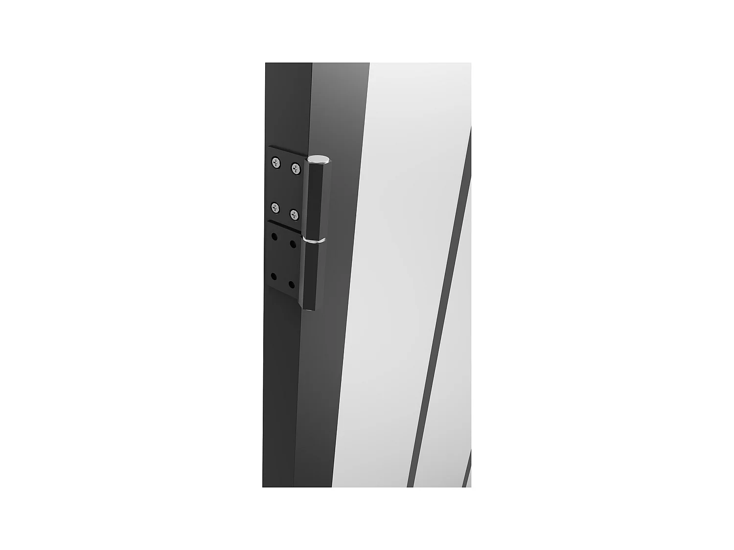 Omkeerbare deur van aluminium en mat gehard glas met werkplaatsstijl - H204 x B83 cm - Zwart - ERMELO