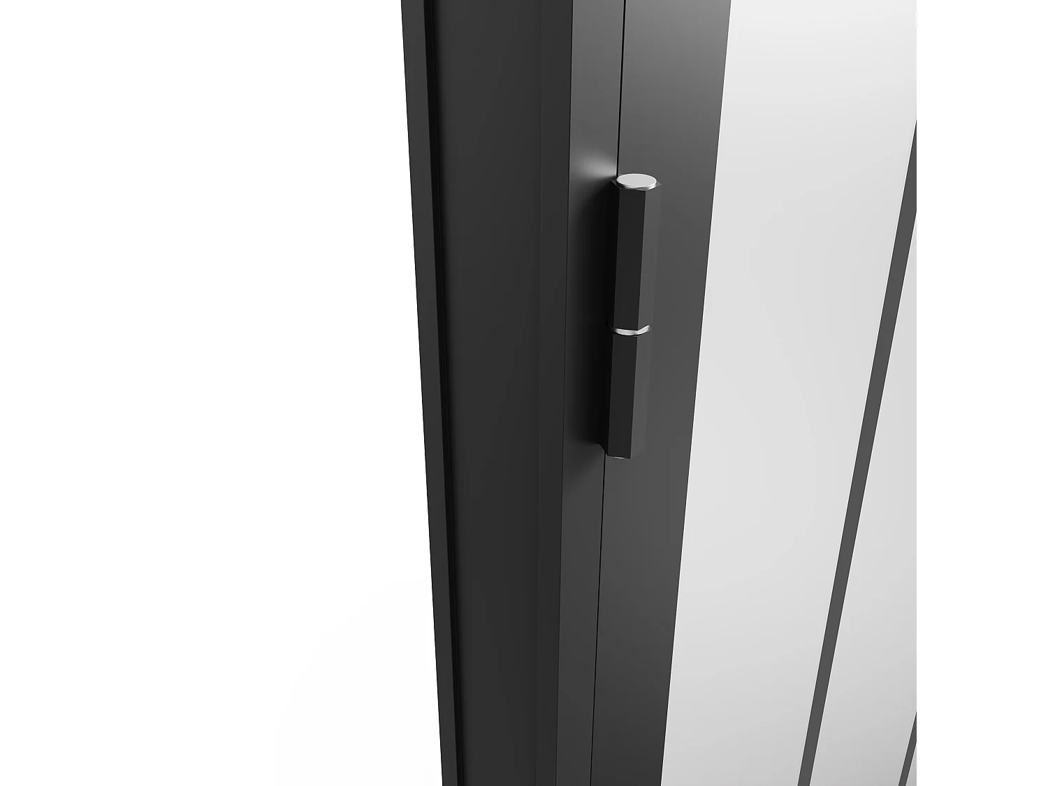 Omkeerbare deur van aluminium en mat gehard glas met werkplaatsstijl - H204 x B83 cm - Zwart - ERMELO