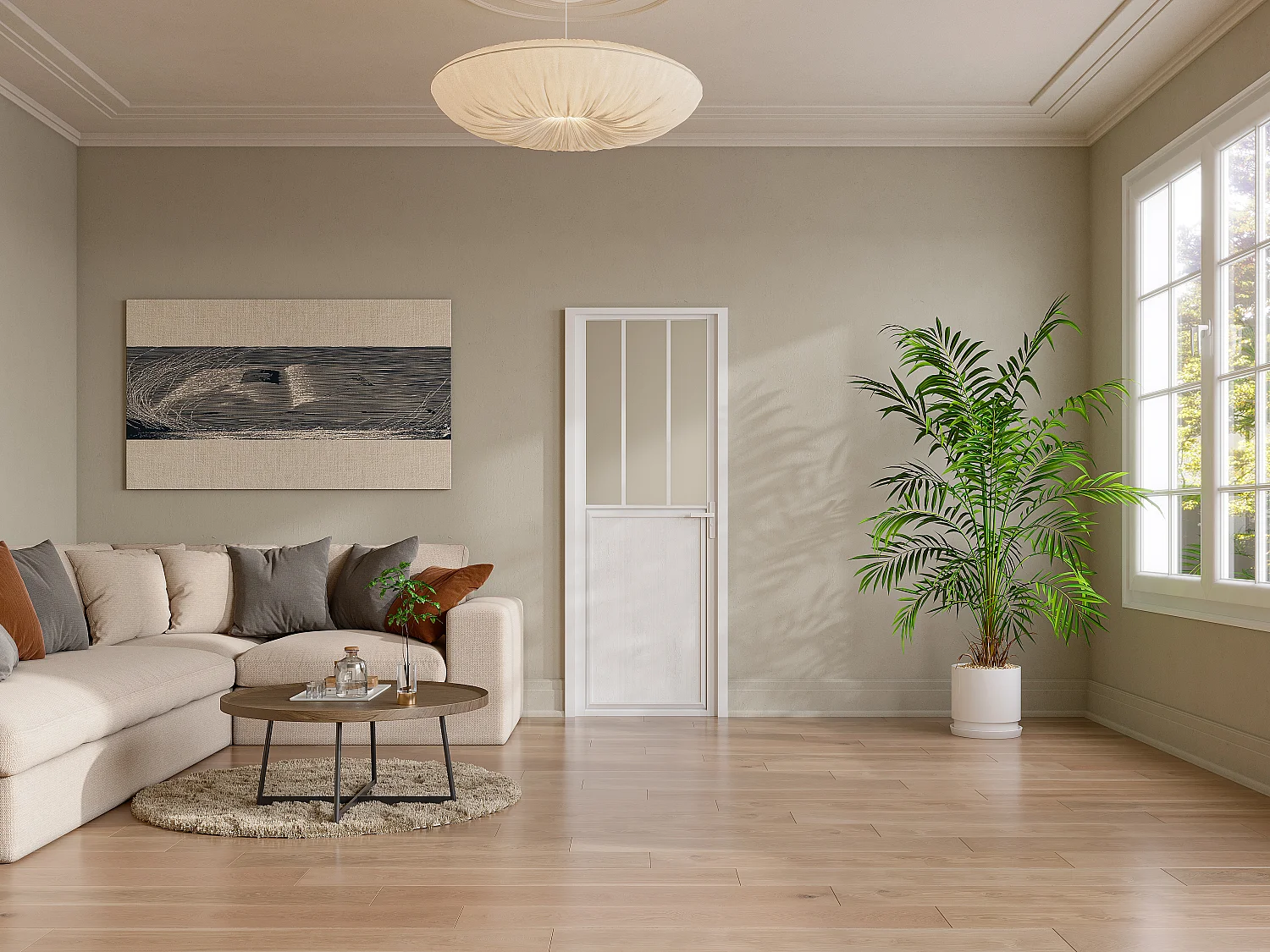 Bloc porte réversible en aluminium et verre trempé style atelier - H204 x L73 cm - Blanc - ERMELO