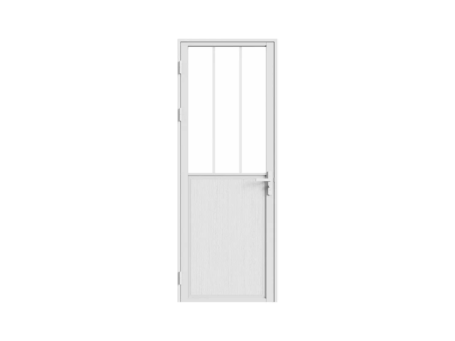 Puerta reversible de aluminio y vidrio templado tipo taller - Alt. 204 x L73 cm - Blanco - ERMELO