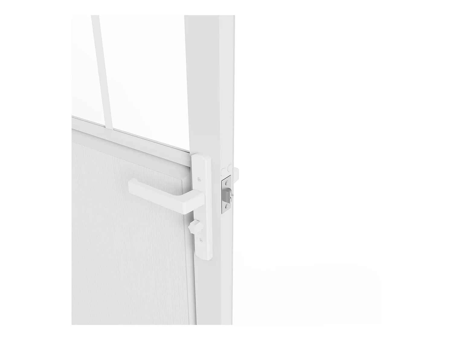 Puerta reversible de aluminio y vidrio templado tipo taller - Alt. 204 x L73 cm - Blanco - ERMELO