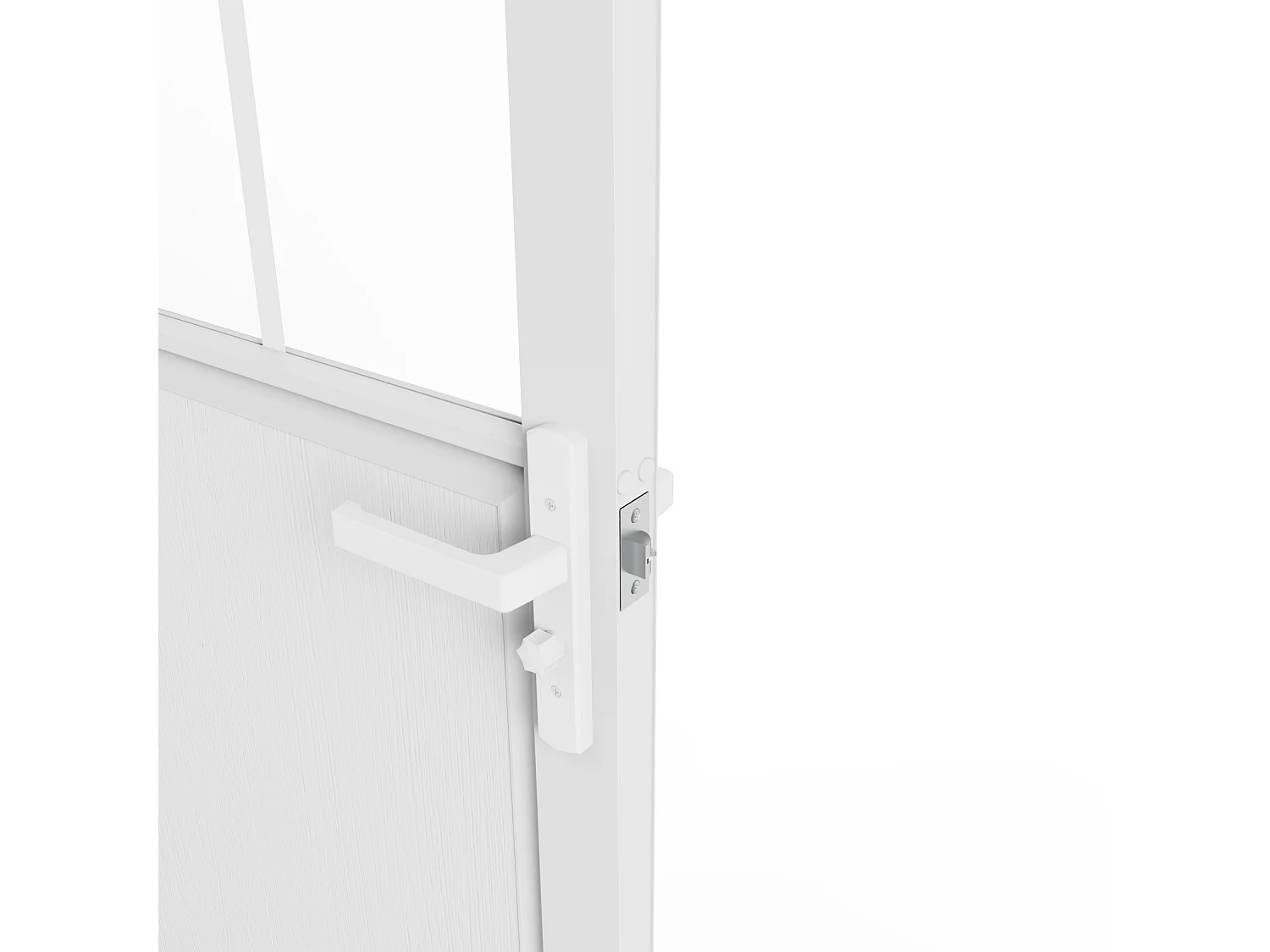 Bloc porte réversible en aluminium et verre trempé style atelier - H204 x L73 cm - Blanc - ERMELO