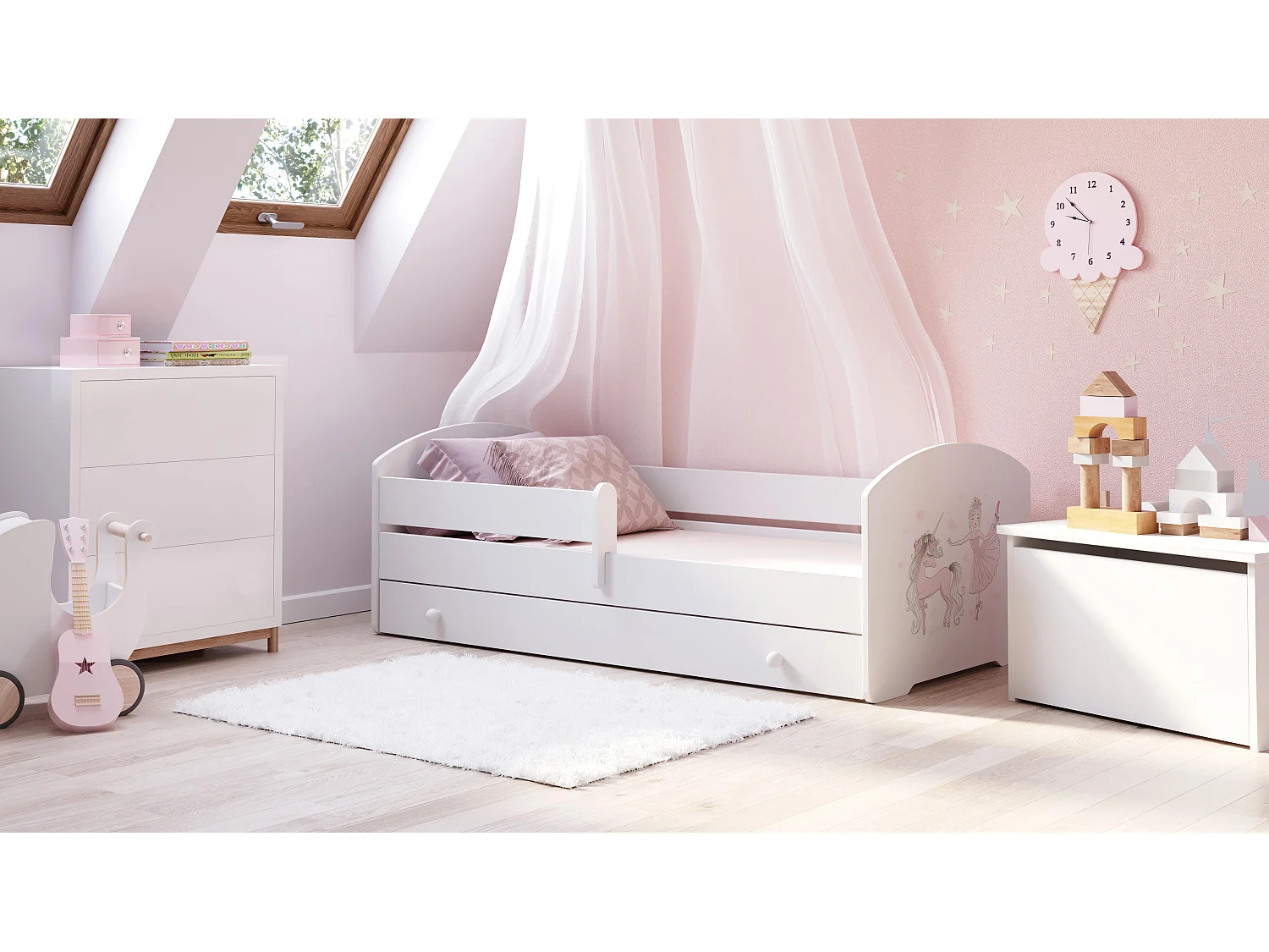 Kinderbett LUK KSB001 85x164x63 Weiß