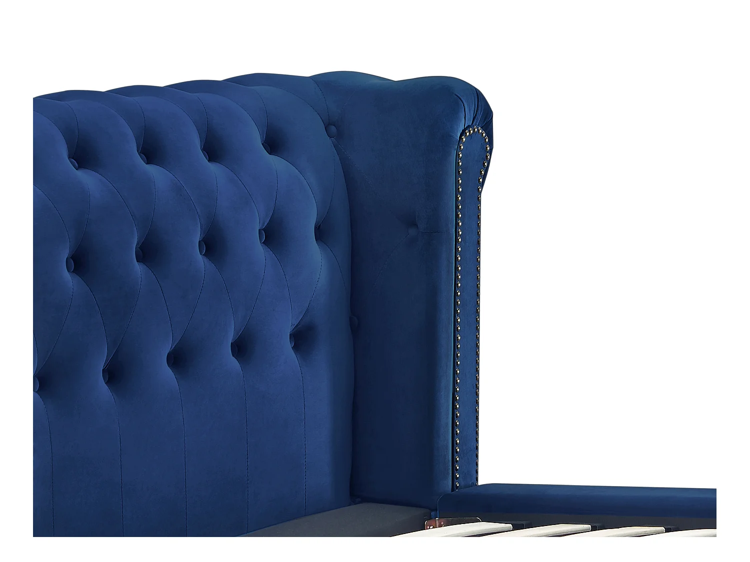 Letto Chesterfield 160 x 200 cm Velluto Blu reale + Materasso - TONGERLA