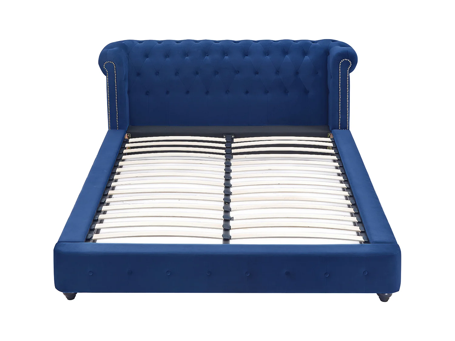Letto Chesterfield 160 x 200 cm Velluto Blu reale + Materasso - TONGERLA
