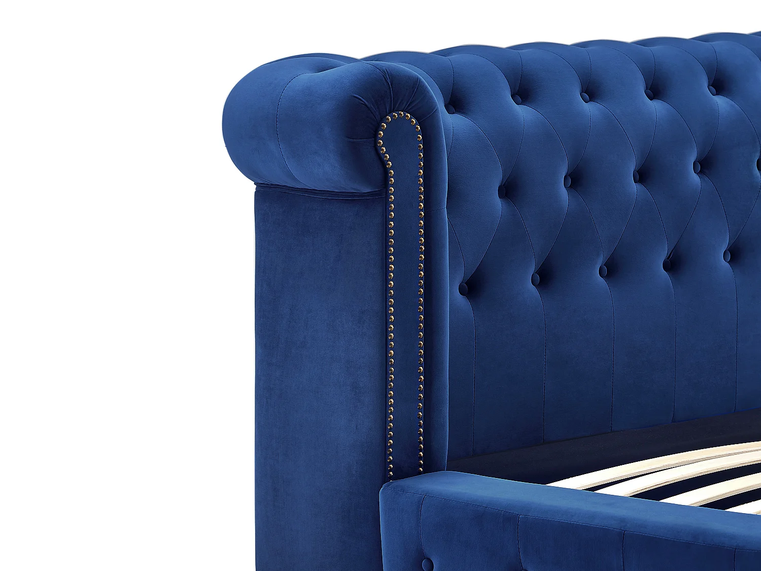 Chesterfieldbed 180 x 200 cm - Velours - Koningsblauw + matras - TONGERLA